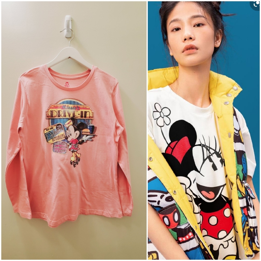 Vintage Disney Mini Mouse crew neck long sleeve tee large size, light pi…